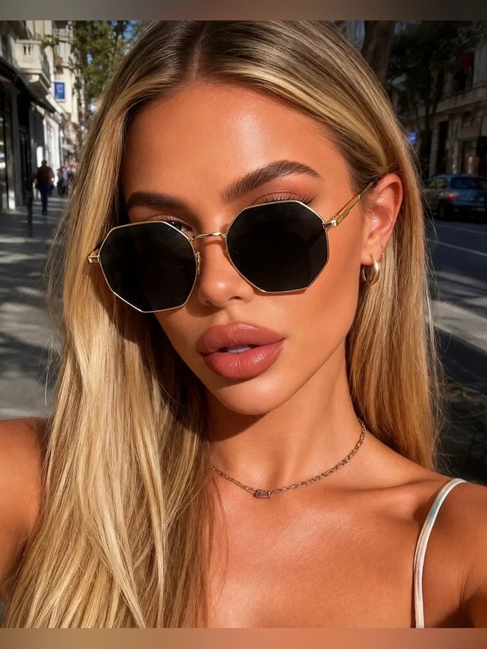 NWT Geometric Gold Frame Sunglasses